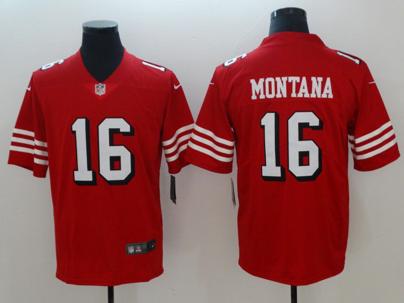 Men San Francisco 49ers 16 Montana Red Nike Vapor Untouchable Limited NFL Jerseys